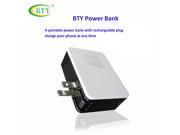 BTY Smart Power Basic 2600mAh Portable Charger External Battery Pack Backup Power Bank with Charge Plug for iPhone 6 Plus 5S 5C 5 iPad Mini Samsung Galaxy S6