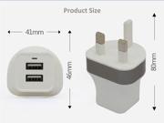 BTY 24W 2.4A Dual USB SMART AC High Speed Travel Wall Charger with iSmart Technology LED indicator for iPhone iPad Samsung Nexus and More