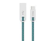 ROCK® 1M 3.3ft USB Type C Round Cable Nylon Braided Zinc Alloy Cable USB C to USB A 2.0 Data Charging Cord Malachite Green