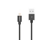 [Apple MFI Certified] ROCK® 1M Nylon Braided Tangle Free Aluminum Casing 8 pin Lightning to USB Sync Charger Cable Black