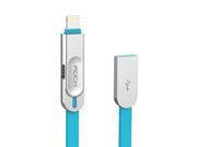 ROCK® Flat noodles 2 in 1 Zinc Alloy Housing Cobblestone 1Meter Dual Lightning Cable Micro Cable [iOS 8.0 Android ] For Apple iPhone 6 Plus iPhone 6 5 5s 5c