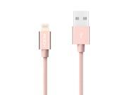 ROCK® 5.9ft 1.8M Metal Charge Sync Cable Data And Charging Cord Wide Compatibility iPhone iPad iPod Rosegold