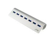 JTD ® USB 3.0 Hub 7 Port Portable Aluminum charging and Data Hub with 5V 4A Power Adapter 3 Foot USB 3.0 Cable Silver