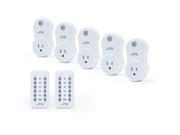 JTD 5 Pack Remote Control Outlet Switch 2nd Generation Energy Saving Auto programmable Wireless Electrical Plug Switch for Household Appliances Lighting Elect
