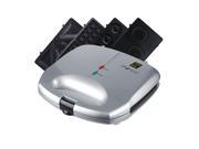 ZZ S6142A S 4 in 1 Sandwich Waffle Burger and Donut Maker with 4 Sets of Detachable Non Stick Plates Silver