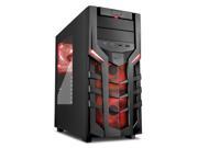 SHARKOON DG7000 Red Steel Plastic ATX Mid Tower Gaming PC Case 3x140mm LED Cooling Fan Pre Installed Support up to 280mm Water Cooling Radiator Installation