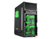 SHARKOON VG5 W Green Steel Plastic ATX Mid Tower Gaming PC Case 3x120mm LED Cooling Fan Pre Installed 2xUSB3.0 Max 15.16 VGA Length Max 6.3 CPU Cooler