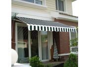 Manual Patio 8.2 ×6.5 Retractable Deck Awning Sunshade Shelter Canopy Outdoor Stripe Green White