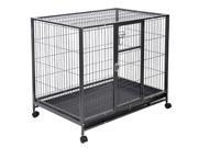 Heavy Duty Black 42 Dog Crate Cage Kennel Metal Wire Pet Playpen w Tray