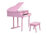 Childs 30 key Toy Grand Baby Piano w Kids Bench Wood Pink