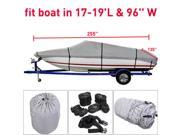 17 19 Ft Waterproof Heavy Duty Fabric Trailerable V shape Boat Cover Gray
