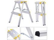 GoPlus 2 Step Aluminum Ladder Folding Platform Work Stool 330 lbs Load Capacity