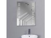 Bathroom Illuminated Mirror Led Light Sensor Demister Shaver Clock Wall Mounted