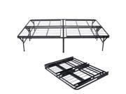 Black Heavy Duty Folding Bed Platform Mattress Foundation Metal Frame Full Size