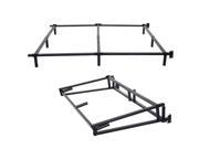 Black Folding Heavy Duty Metal Bed Frame Center Support Bedroom Queen Size