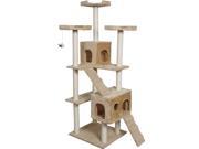 73 Cat Kitty Tree Tower Condo Furniture Scratch Post Pet Home Bed Beige