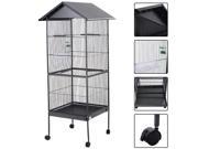 61 Large Parrot Bird Cage Play Top Pet Supplies w Perch Stand Two Doors Iron