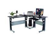 Wood L Shape Corner Computer Desk PC Table Workstation Home Office Black