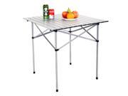 28 x28 Roll Up Portable Folding Camping Square Aluminum Picnic Table w Bag