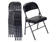 Set of 4 Black Folding Chairs Steel PU Portable Home Garden Office Furniture