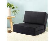 Fold Down Chair Flip Out Lounger Convertible Sleeper Bed Couch Game Dorm Guest Black