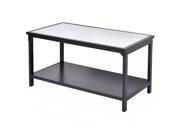 Accent Coffee Table Glass Top Modern Living Room Furniture w Lower Shelf