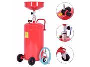 20 Gallon Waste Oil Drain Capacity Tank Air Operate Drainer Portable Wheel Hose