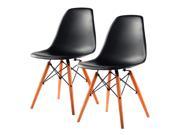 COSTWAY 2PCS Mid Century Modern Eames Style DSW Dining Side Chair Wood Legs