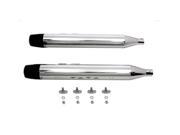 V twin Manufacturing Chrome Muffler Set With Black Resonator End Tips