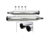 V twin Manufacturing Chrome Muffler Set With Black 6 Screw End Caps