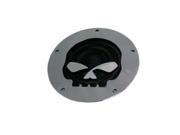 V twin Manufacturing Chrome Derby Cover With Black Mesh Skull 42 1062
