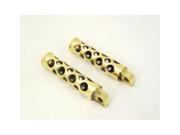 V twin Manufacturing Swiss Cheese Style Footpeg Set Brass 27 1765