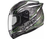 G max Gm69 Full Face Mayhem Helmet Black silver hi vis Green 3x
