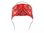 Zan Headgear Headband W Fleece Cotton Red Paisley Hbf106