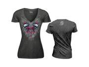 Lethal Threat Tee Wmn Twin Rose Gry Lg Lt20371l
