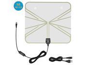 SOAIY 50 Miles Reception Amplified HDTV Antenna Ultra Thin Indoor HDTV Antenna Built in Amplifier for UHF VHF with 16.5ft Coaxial Cable