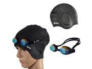 Swim Cap Premium Earmuffs Silicone Swimming hat with Goggle for Men and Women with Beautiful Design Highly Elastic Durability for Short medium and Long Hair