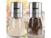 Ceramic and Full Stainless Steel Grinding Mechanism Salt and Pepper Grinders Mill Pair with Adjustable Coarseness Shakers 6 OZ 2 Pack