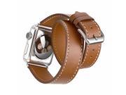 iPM Genuine Leather Double Wrap Replacement Watch Band 42mm Brown