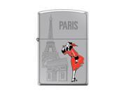 Zippo Windy Girl Eiffel Tower Paris HP Chrome Windproof Pocket Lighter NEW