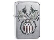 ZIPPO 1941 Replica Flag Eagle Brushed Chrome Windproof Pocket Lighter