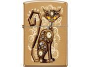 Zippo Brushed Brass Steampunk Cat Windproof Pocket Lighter 204BCI018404