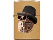 Zippo Brushed Brass Steampunk Hat Goggle Mask Windproof Pocket Lighter 204BCI018407