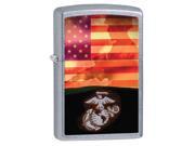 Zippo USMC Flag Street Chrome Windproof Pocket Lighter 29123