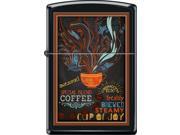 Zippo Black Matte Chalkboard Poster Coffee Windproof Pocket Lighter 218CI018422