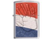 Zippo FLAG HAND SATIN CHROME Windproof Pocket Lighter 205CI011183