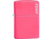 Zippo w Logo Neon Pink Laser Engrave Windproof Pocket Lighter 28886ZL