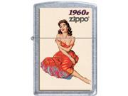 Zippo VINTAGE PIN UP 1960 SATIN CHROME Windproof Pocket Lighter 205CI007729