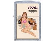 Zippo VINTAGE PIN UP 1970 SATIN CHROME Windproof Pocket Lighter 205CI007774