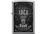Zippo Street Chrome Good Idea With Coffee Windproof Pocket Lighter 207CI018421
